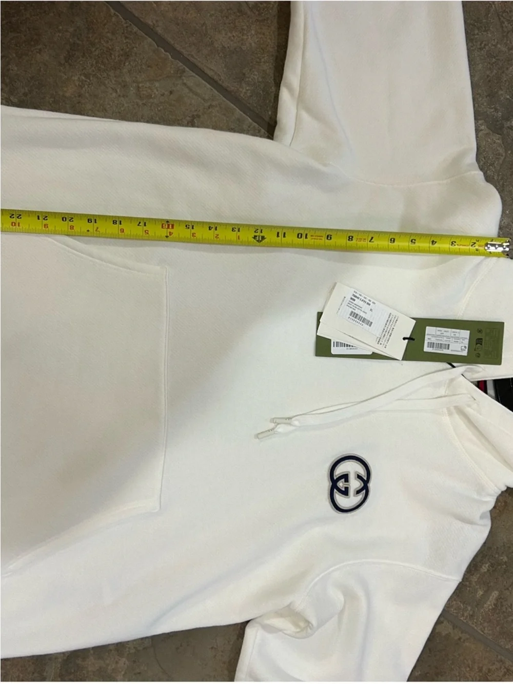 Men’s Gucci embroidered interlocking G cotton hoodie size XL made in Italy